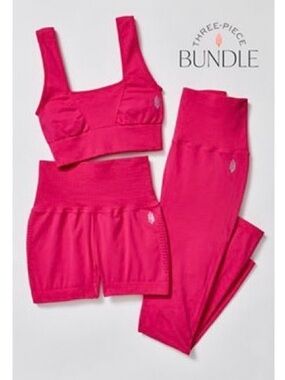FP Movement by Free People Bright Pink Three-Piece Active Set